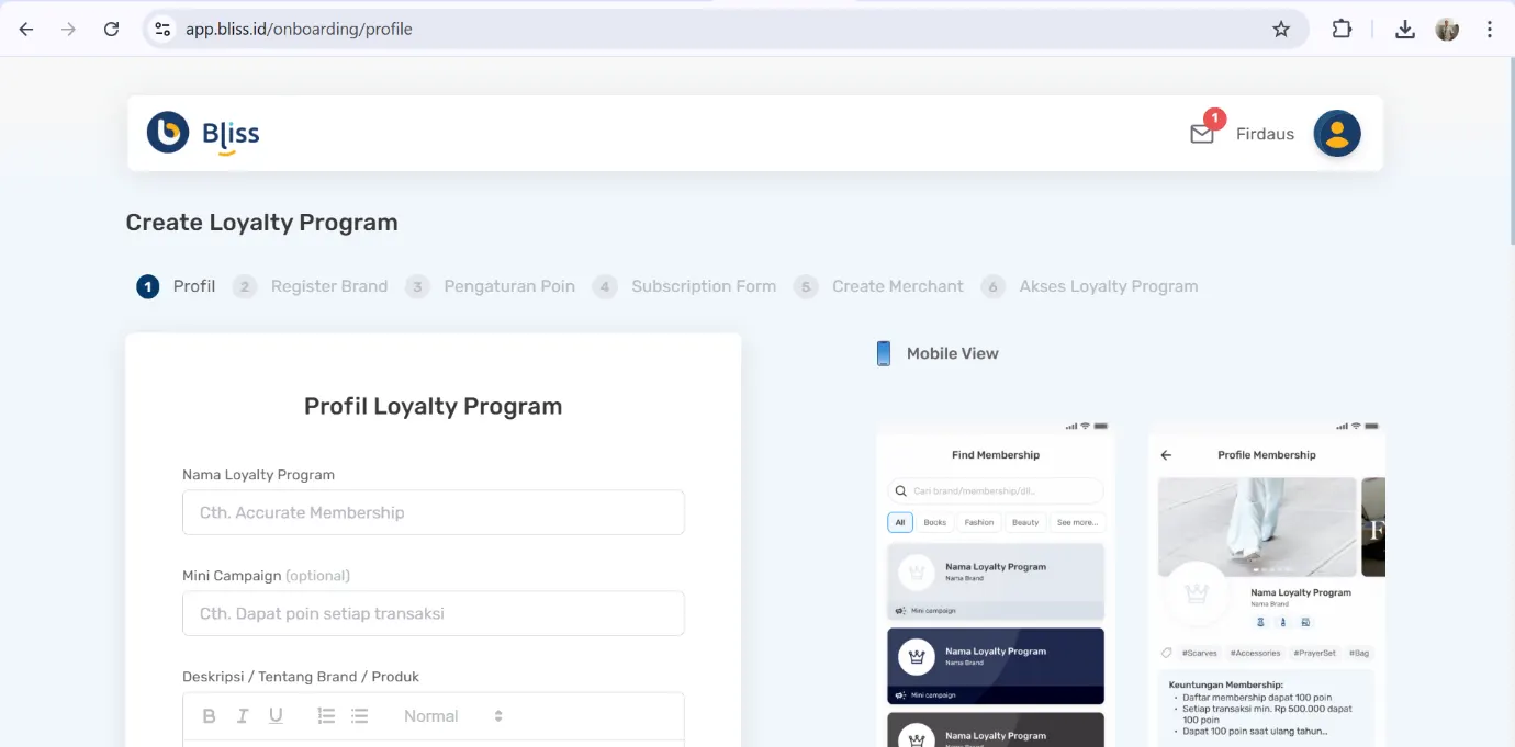 input loyalty program bliss